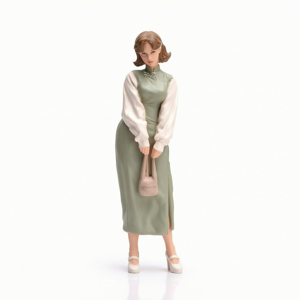 1/18 Miniature Figurine with Handbag Detailed Painted Miniature Person Authentic-Looking Figure with Handbag for Diorama Builders, Collectors