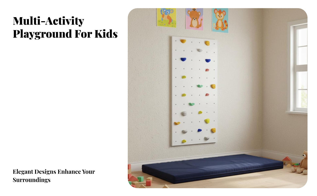 Kids Indoor Climbing Wall Promotes Active Play Rock Climbing Wall Sturdy for Young Children, Parents, Playroom