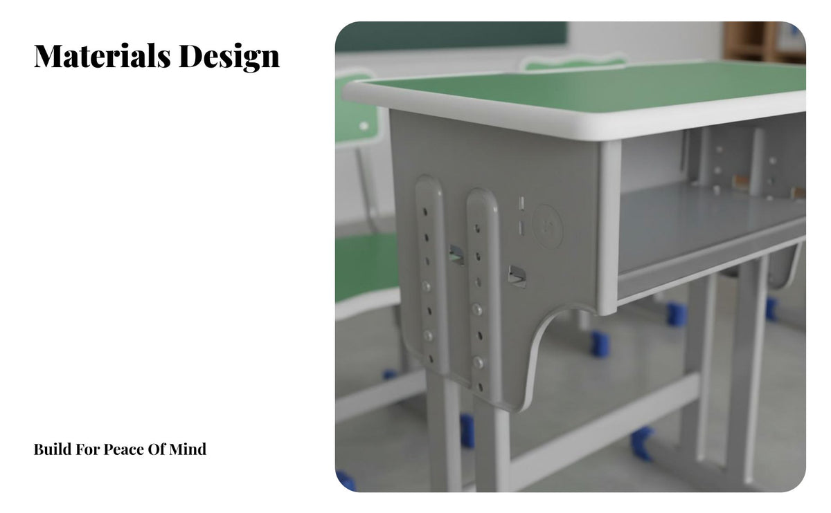 Stable Frame Adjustable Student Desk and Chair Long-Lasting Construction Adjustable Student Desk with Chair Ergonomic Design children's Study Table Set Easy to Clean for Students, Boys, Girls, Tutoring Center, Educational Institutions, Bedroom, Playroom