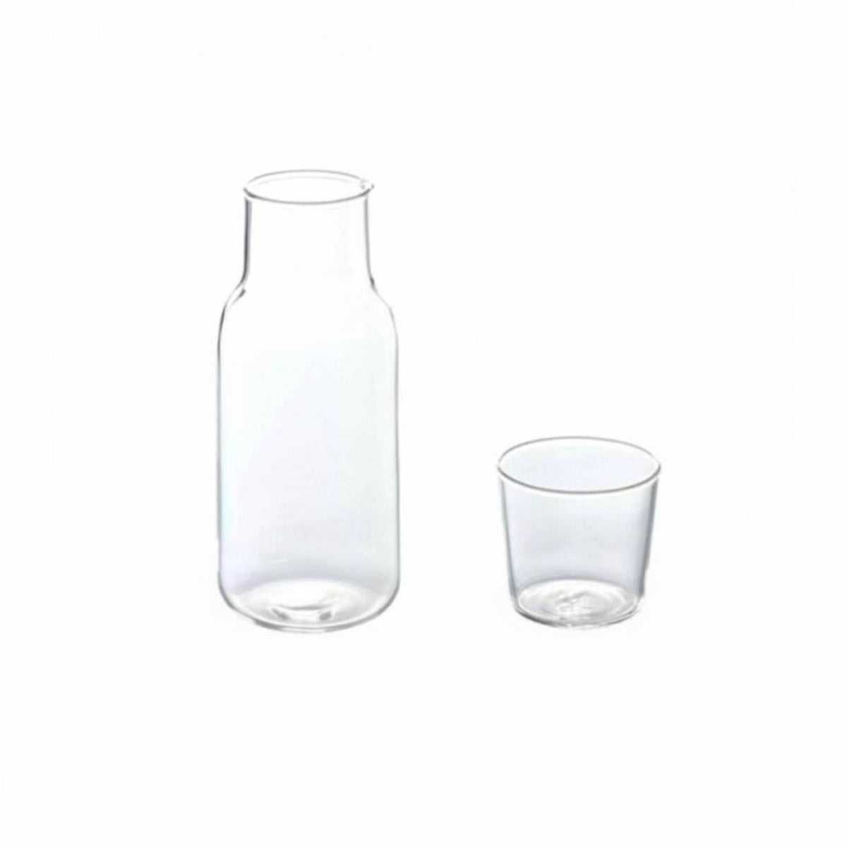 2 Pieces Heat-Resistant Glass Water Pitcher and Cup Set Easy to Clean Bedside Water Carafe with Tumbler Dishwasher Safe for Seniors, Bedroom