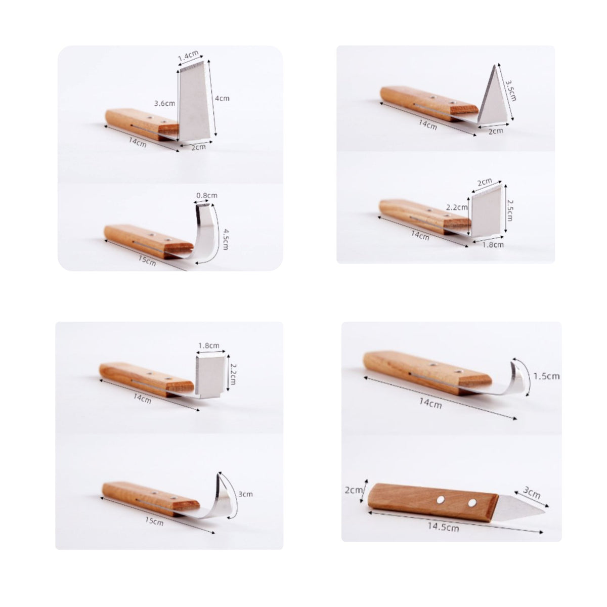8 Pieces Hand Tool Wood Handle Trimming Blade Long-Lasting Blade Pottery Rib Blade Set Easy Grip Handles for Ceramics Class, Home Workshop