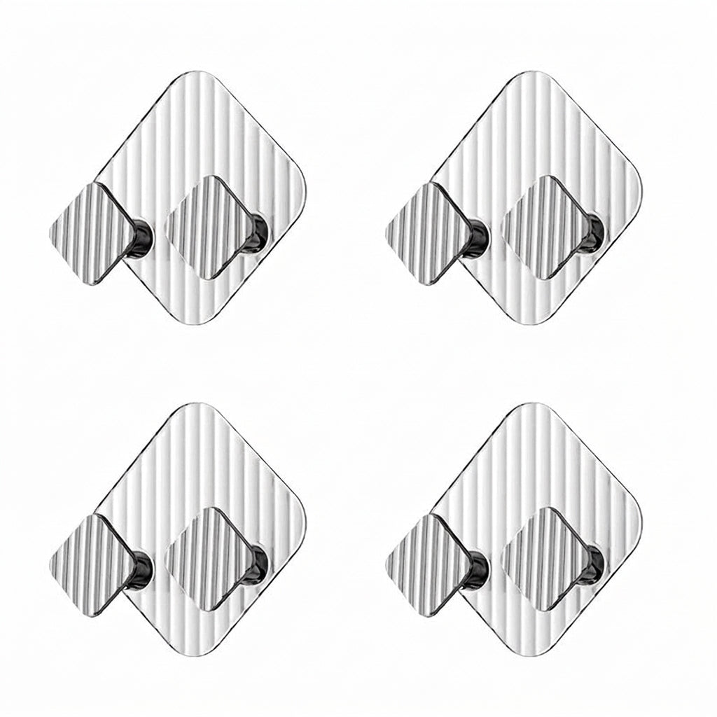 Double Self-Adhesive Hook for Bathroom, Plastic, Transparent-White