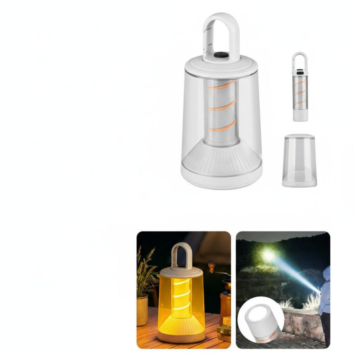 360° Illumination Rechargeable Hanging Lantern Tripod Mountable 2-in-1 Lantern Flashlight Outdoor Equipment for Campers, Hikers, Emergency