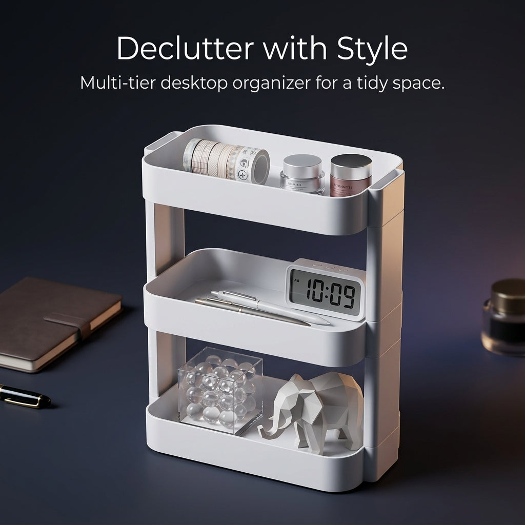 2 Tier Shelf Unit, Desktop Organizer for Office Desk, Small Bookcase Freestanding Storage Rack Book Shelves for Students