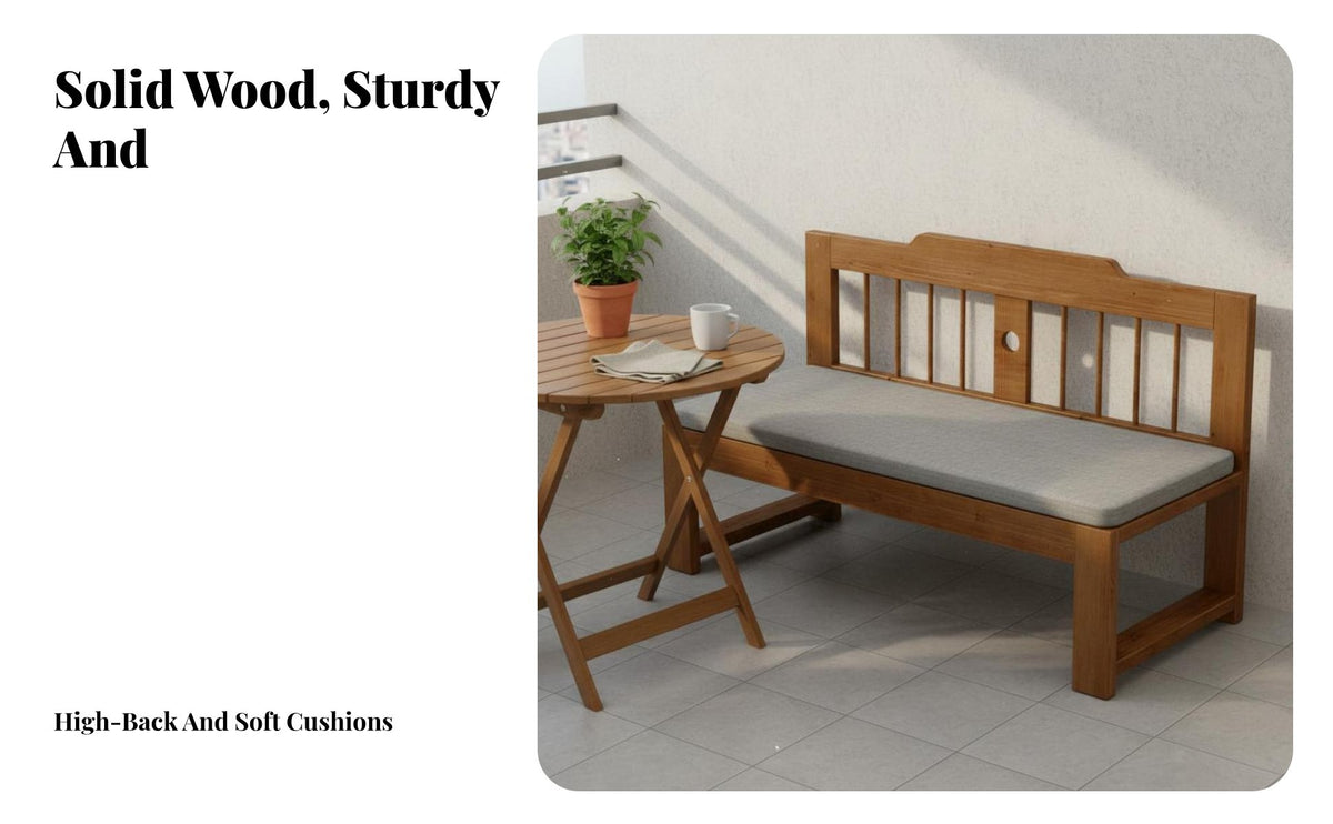 Wooden Dining Booth Set Modern Minimalist Design Restaurant Table and Bench Set Space-Saving Design Solid Wood Dining Bench for Families, Balcony