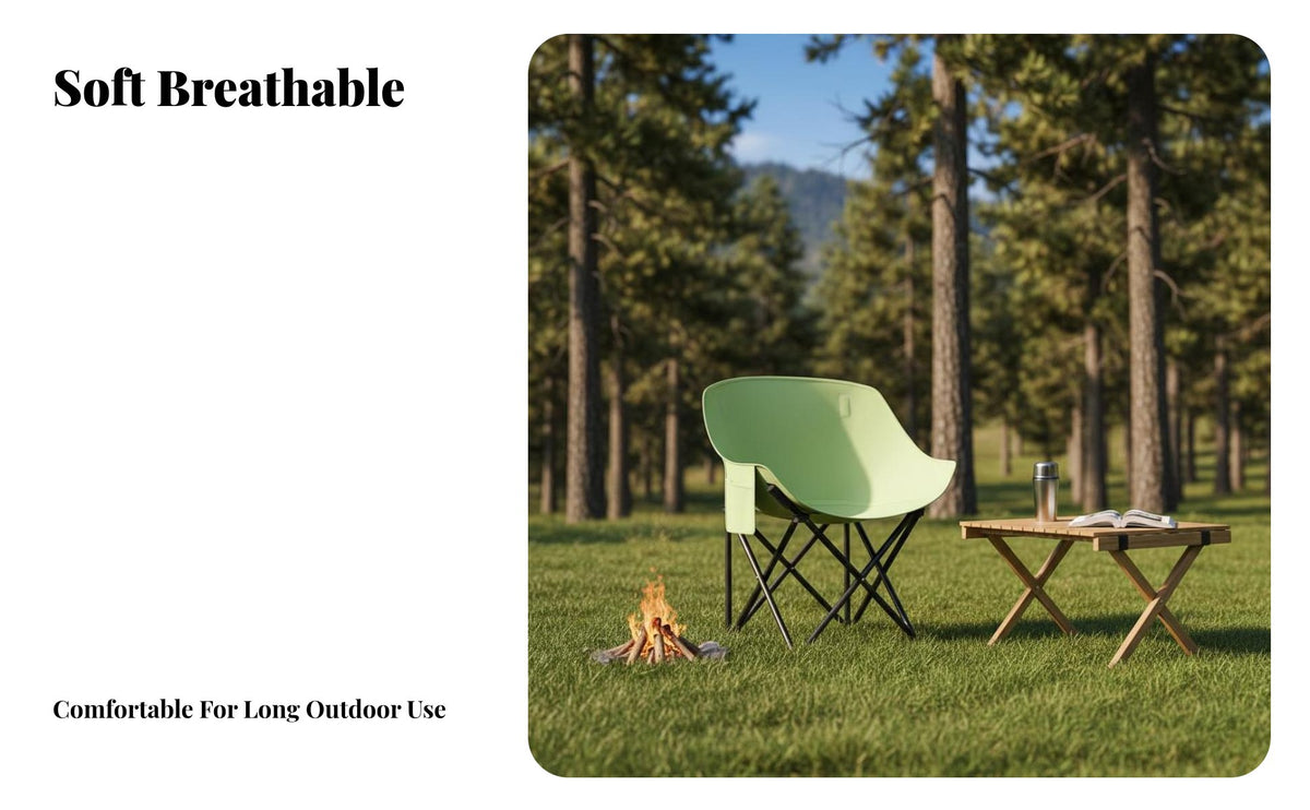 Foldable Highspine Moon Chair Lightweight Highspine Folding Chair Side Storage Pocket Portable Seating sturdy Duty for Campers, rearpackers, Camping, Fishing, Picnics, Hiking