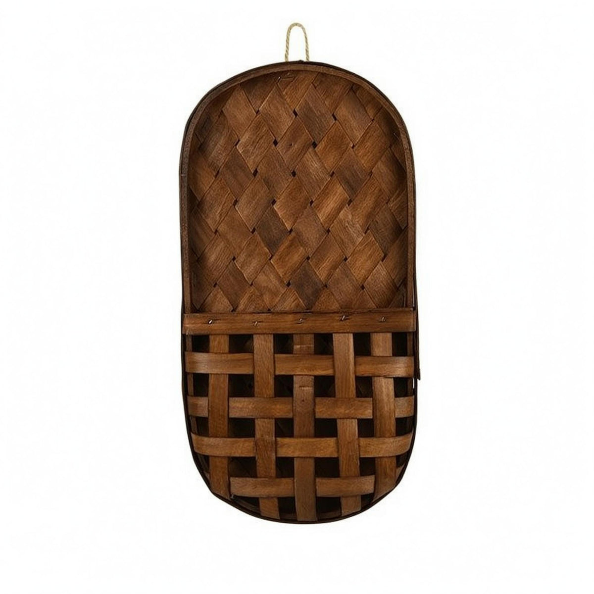 Woven Wood Basket Decorative Wooden Wall Basket Country-Style Home Storage