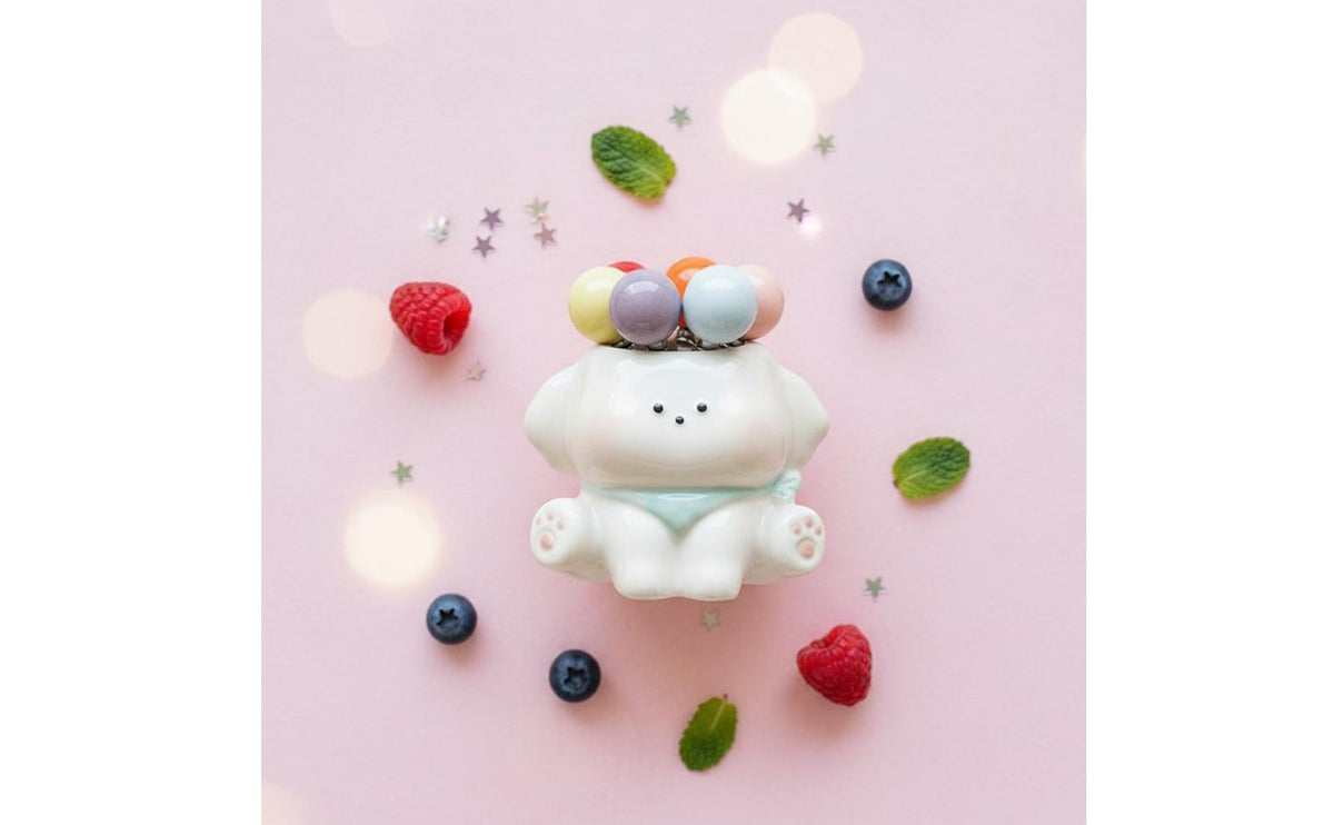 Comfortable Grip Cute Puppy Fruit Fork Set Dessert Forks with Ceramic Holder Creature Shaped Utensil Holder for Children, Dining Table, Party, Kitchen