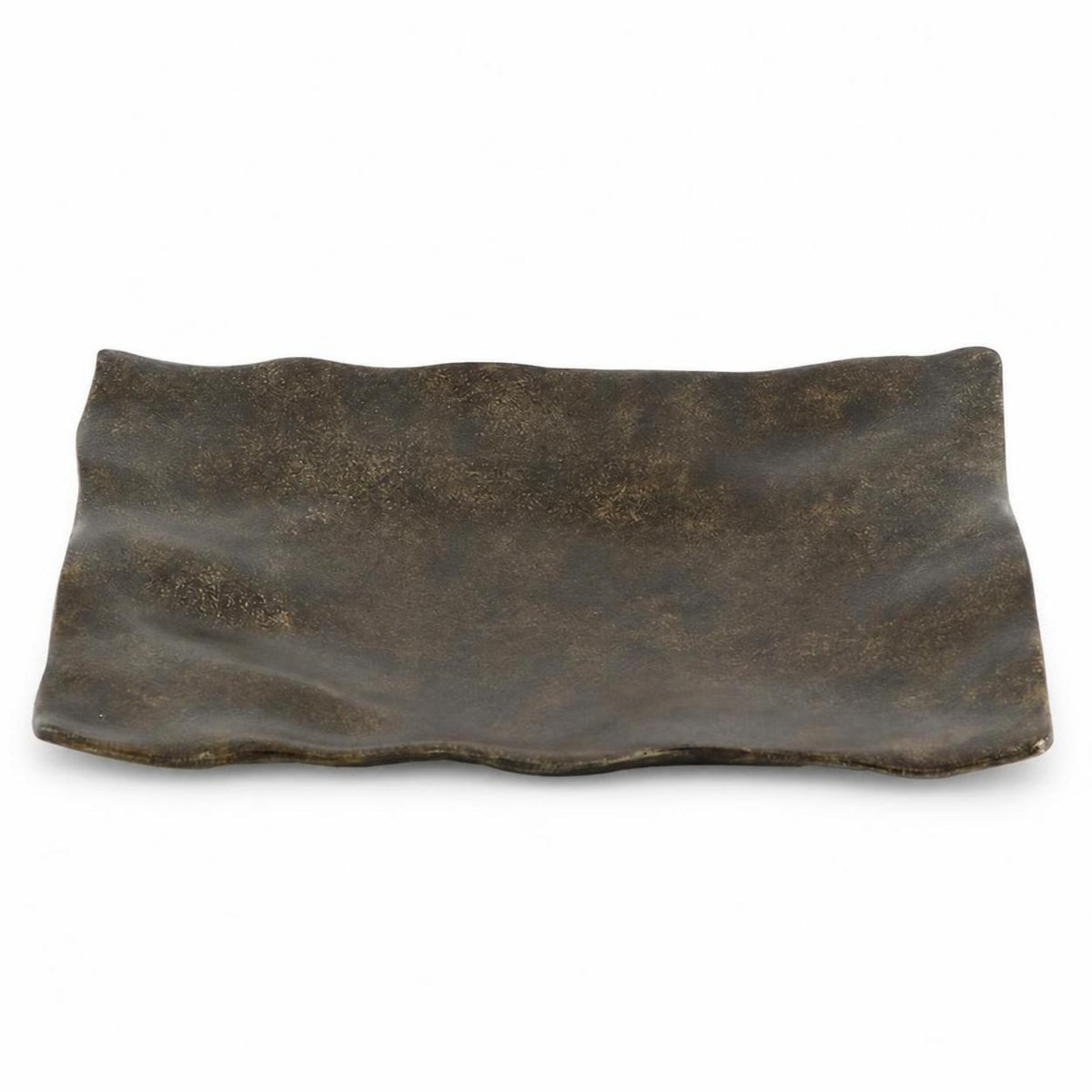 Rectangular Tray with Wavy Edges Elegant Tray with Wavy-Edged Low-Profile for Sideboard