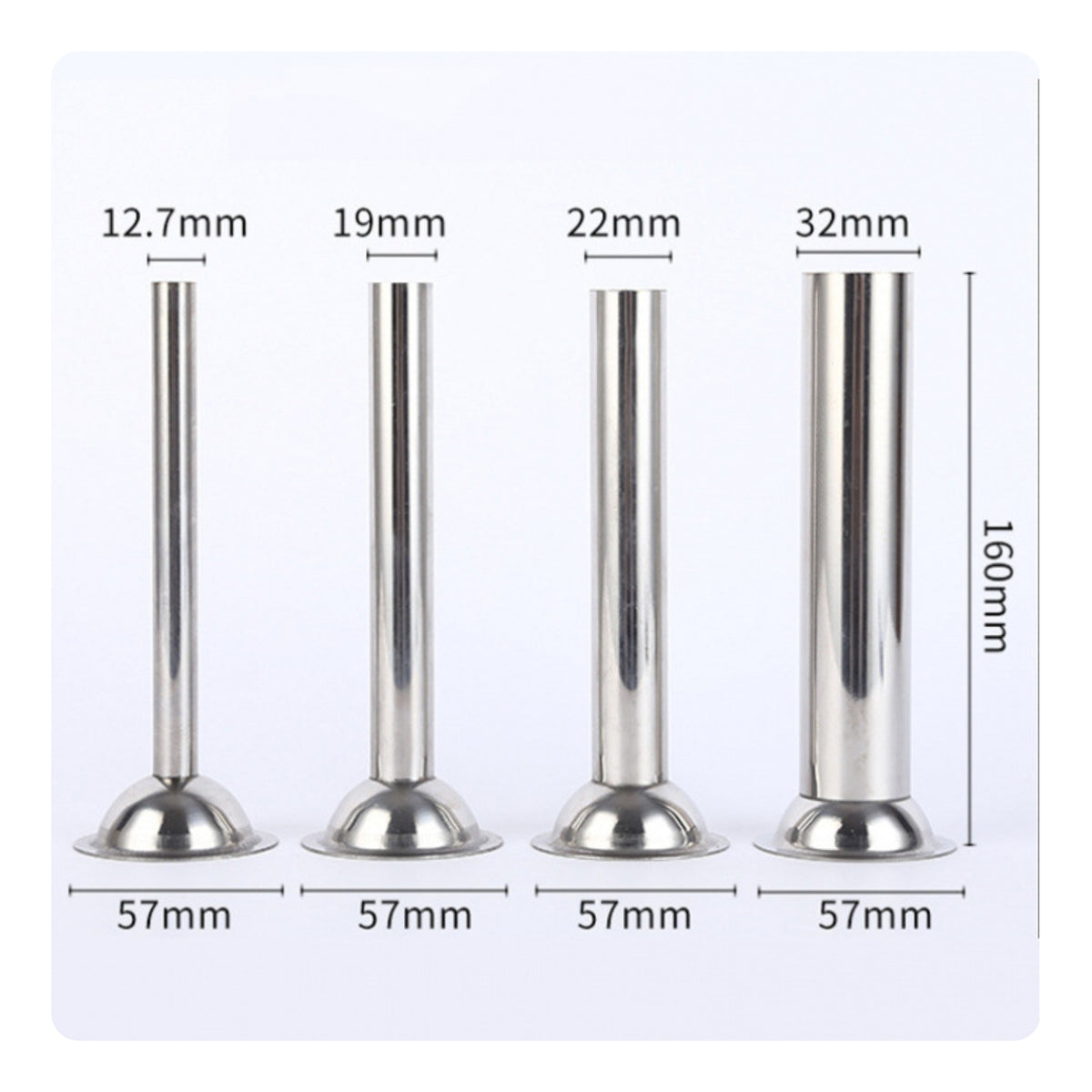 4 Pieces Stainless Steel Sausage Stuffing Tube Metal Sausage Stuffer Tube Polished Hardware Heavy-Duty for Butchers, Home Cooks, Diyers, Meat Processing, Kitchen
