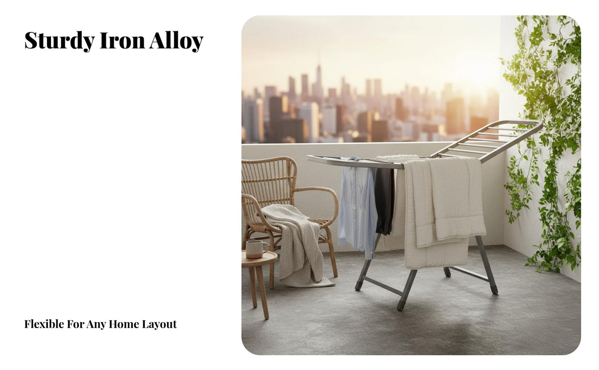 Space-Saving Folding Clothes Drying Rack Indoor Outdoor Use Foldable Laundry Rack Installation-No Assembly No Assembly Standing Clothes Airer Large Capacity for Apartment Dwellers, Families, Homeowners, Balcony, Bedroom, Small Areas, Outdoors