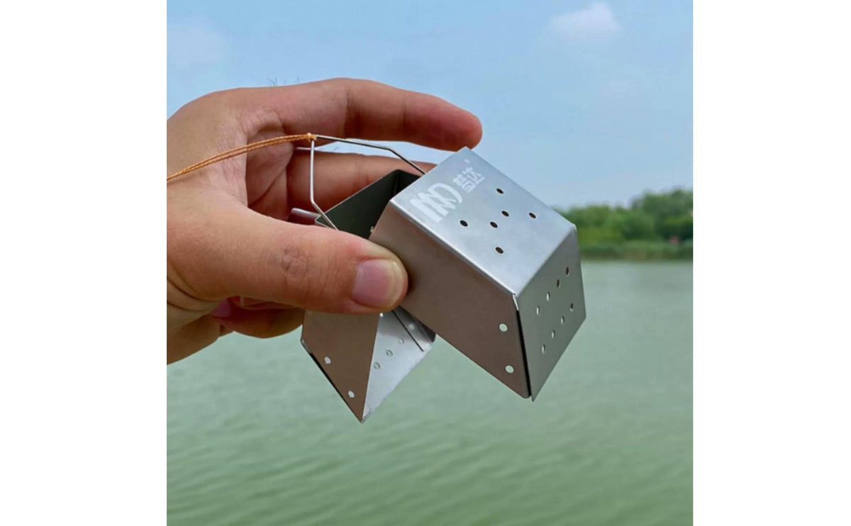 Long-Lasting Stainless Steel Dropper Bottom Fishing Dispenser Large Capacity Flip Accessible Groundbait Container