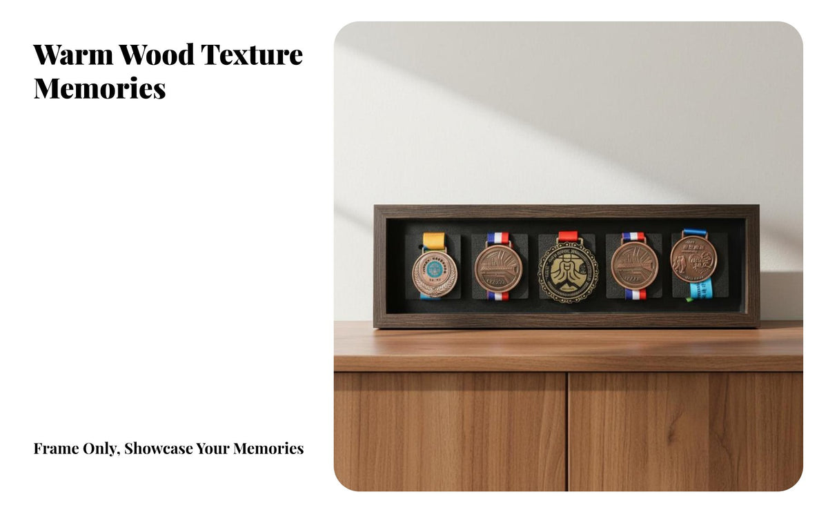 Wall Mountable or Freestanding Medal Display Frame Dustproof Endurance Race Medal Case Easy Setup for Athletes, Collectors, Bedroom, Office