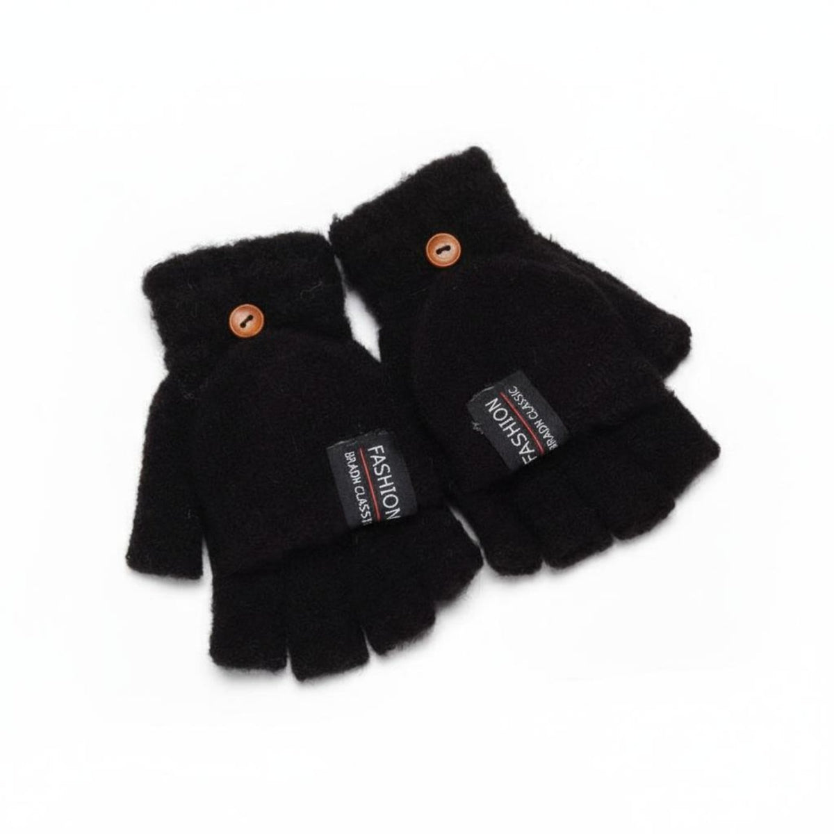 2 Pieces Fold-over Gloves Korean Design Fold-over Fingerless Gloves Half Finger Mittens Gender-Neutral Transformable Mittens