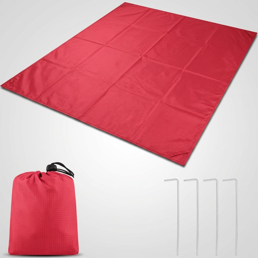Picnic Blanket and Waterproof Mat for Family Picnic, Large Oxford Cloth Camping Mat with Stakes, Quick-Dry Beach Blanket