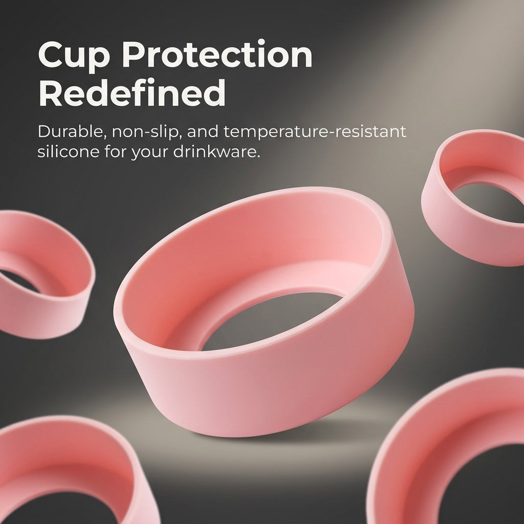 Silicone Cup Bottom Protector Sleeve 10cm Non Coaster, Reusable Coffee Sleeves for Glass Tumbler Base Cover, Drink for Iced Coffee Adults