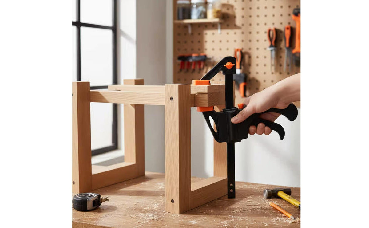 Sturdy Construction Quick Release F-Clamp Reinforced Handle Adjustable Wood Clamp Non-Marring Pads for Woodworkers, Carpenters, DIY Enthusiasts, Furniture Making, Home Improvement, Workshop