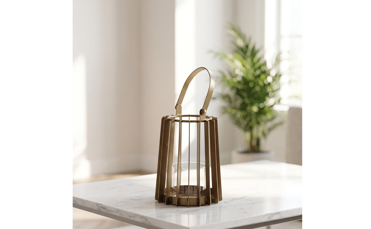 Lantern with Glass Insert Open Frame Wire Cage Lantern Cage Candle Holder Decorative Tabletop for Living Room, Entryway