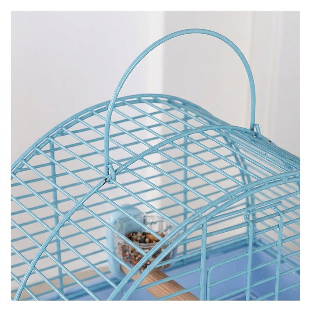 Travel Cage for Birds, Metal Wire Parrot Cage with Handle and Stand Perch, Portable Cockatiel Cage for Small Animal Parakeet Budgie Transport