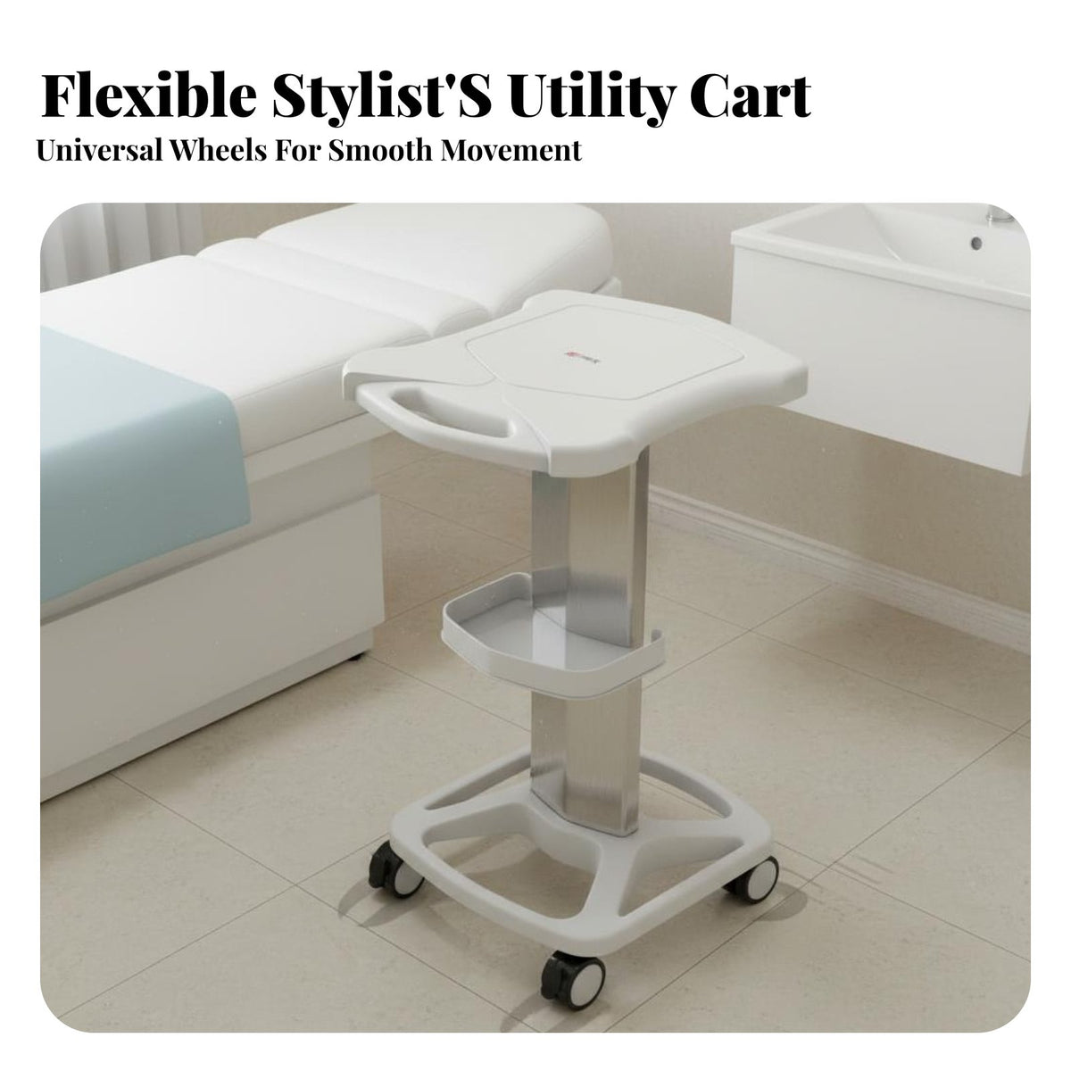 Cosmetic Machine Stand Lockable Casters Cosmetic Studio Trolley Spa Equipment Cart Anti-Skid Surface Salon Spa Rolling Cart