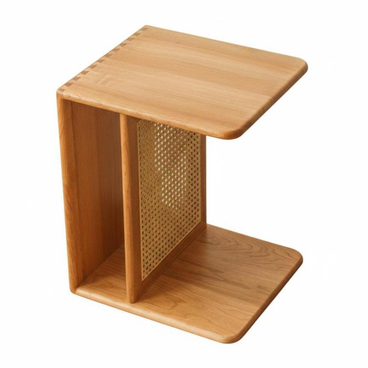 Japanese design Wheeled Woven-Top End Table Mobile Design Sofa Side cart Multi-Functional Nightstand small Size for Homeowners, Apartment Dwellers, Students, Living Room, Bedroom, Entryway, Home Office