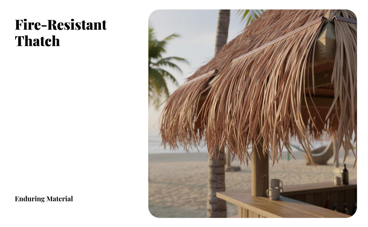 Realistic Look Artificial Thatch Roof Tile Weatherproof Synthetic Thatch Roofing Weather Resistant for Contractors, Designers