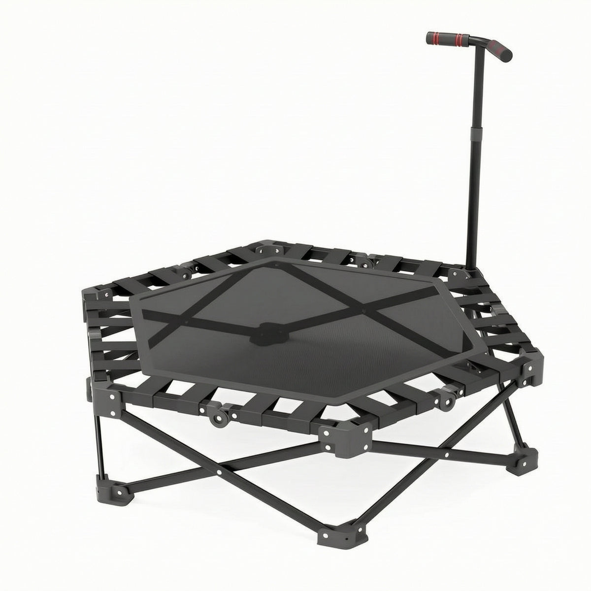 Foldable Fitness Trampoline with Handle Adjustable Folding Trampoline with Handlebar Anti-Slip Rebounder with Handle Waterproof for Apartment