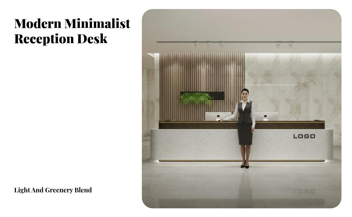 Modern Reception Desk Sturdy and Wear-Resistant Commercial Reception Counter Spacious Workspace Minimalist Welcome Desk for Retail Lobby, SOHO