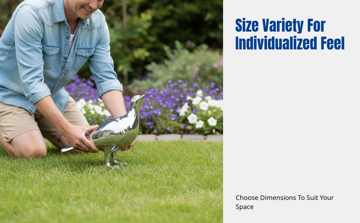 Resin Garden Decor, Abstract Stainless Steel-Look Pigeon, Outdoor Lawn Sculpture, Bronze Bird Figurine