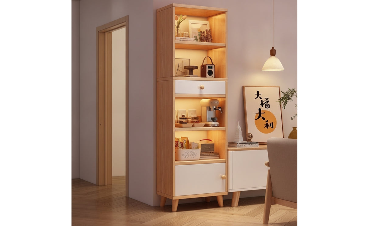 Tall Bookcase with Drawers Bookshelf with Drawer Floor-Standing Bookshelf with Storage Cabinet for Cramped Areas, Home Office, Reading Corners