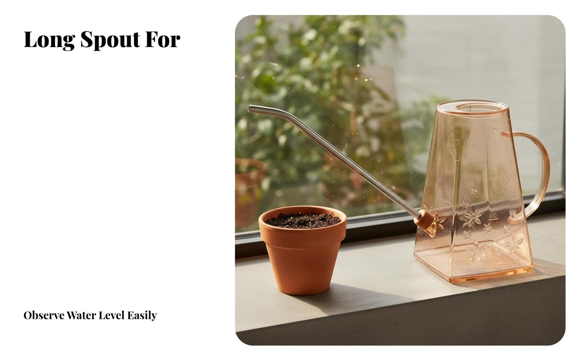 Long Spout Watering Can Large Capacity Transparent Watering Jug Visible Water Level Gardening Supplies for Gardeners, Homeowners, Balcony, Patio, Home