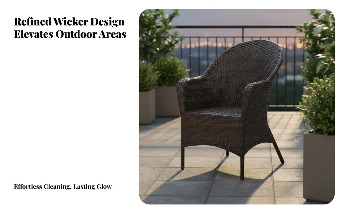 Rattan Chair and Table Set Waterproof Wicker Furniture Set with Glass Top Table Sun-Resistant Wicker Armchair for Homeowners, Garden, Hotel, Courtyard