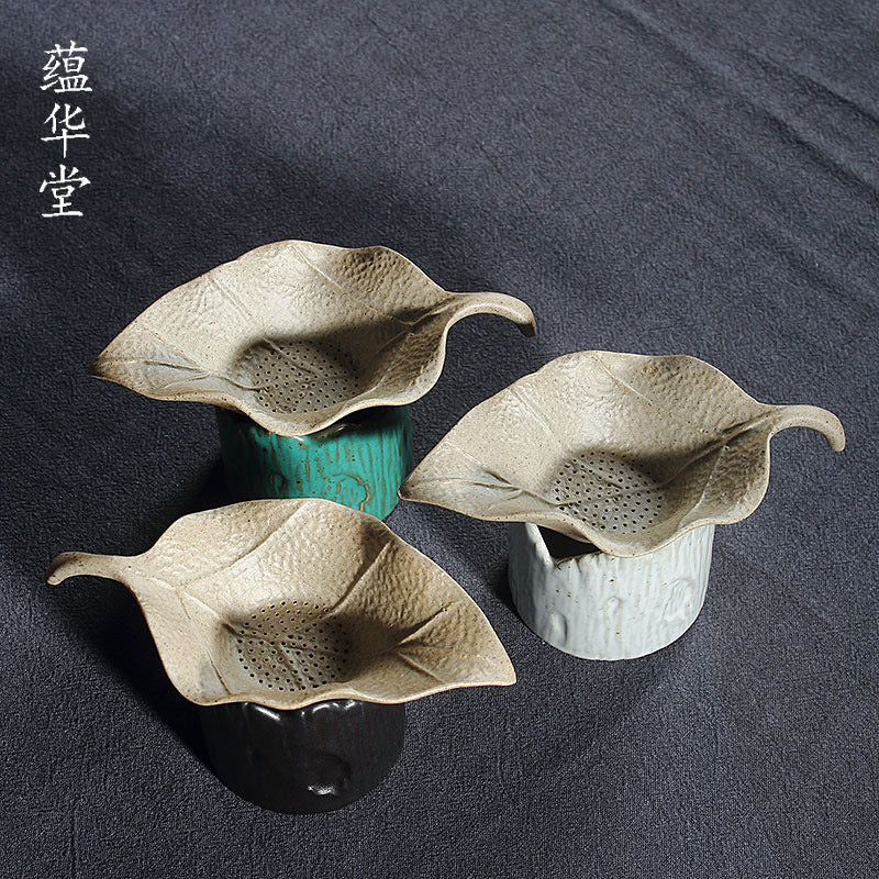 Creative Leaf Stump Tea Strainer for Puerh and Black Tea, Ceramic Tea Filter with Retro Design