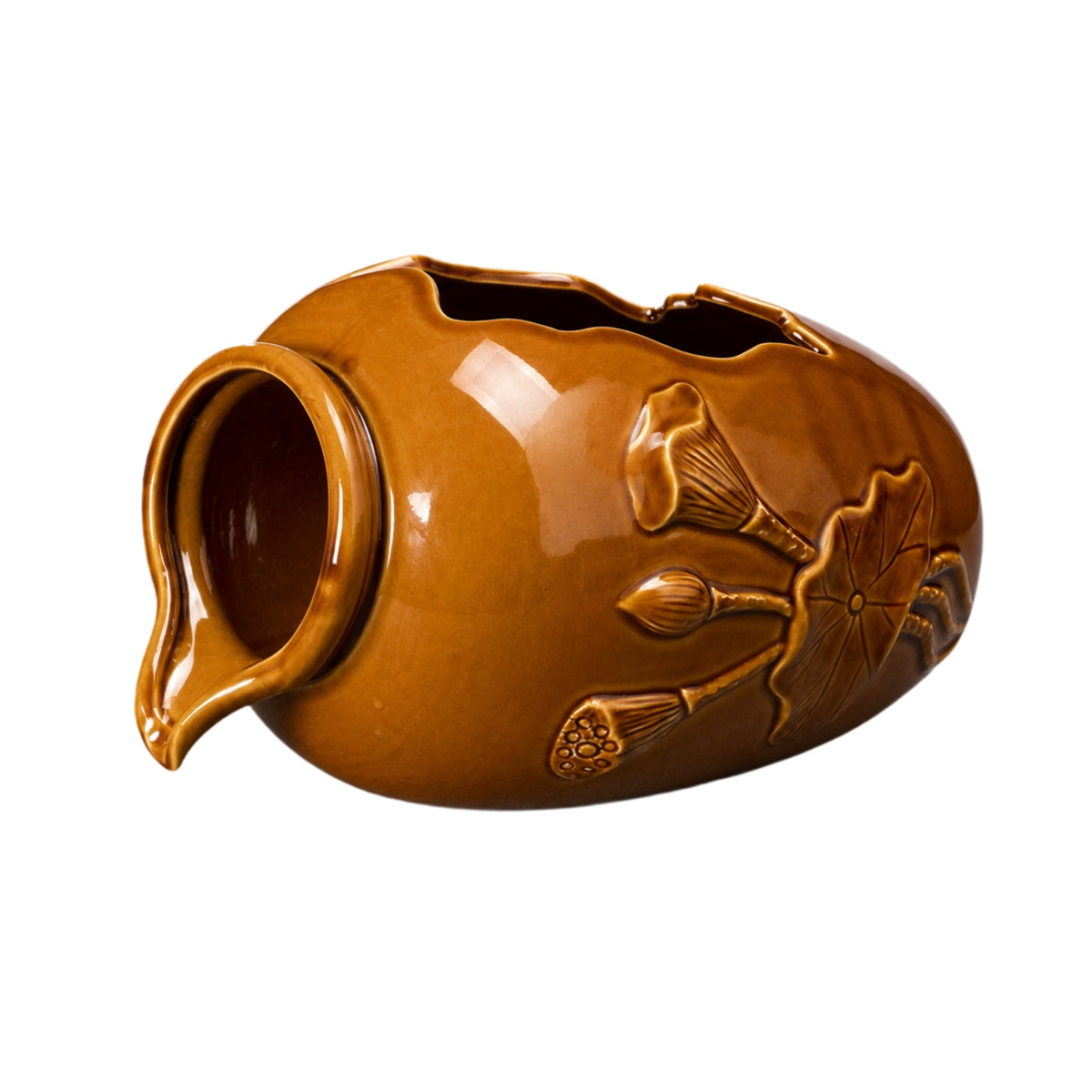 Ceramic Fish Bowl Water Circulation Pot with Glaze, Chinese Style