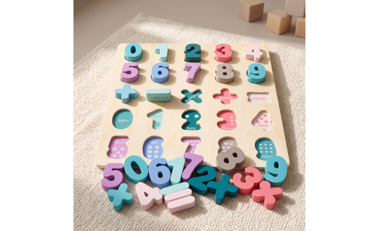 Educational Wooden Number Puzzle Early Learning Number Puzzle Chunky Math Board Solid Wood for Preschoolers, Toddlers, Homeschool, Classroom