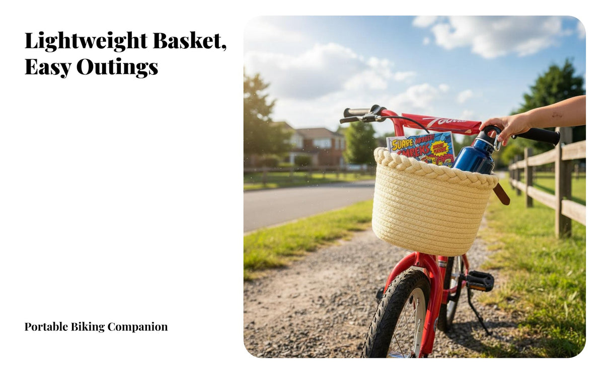 Rope Bike Basket Soft Material Retro Design Bike Basket Large Capacity for Young Children, Pushchair