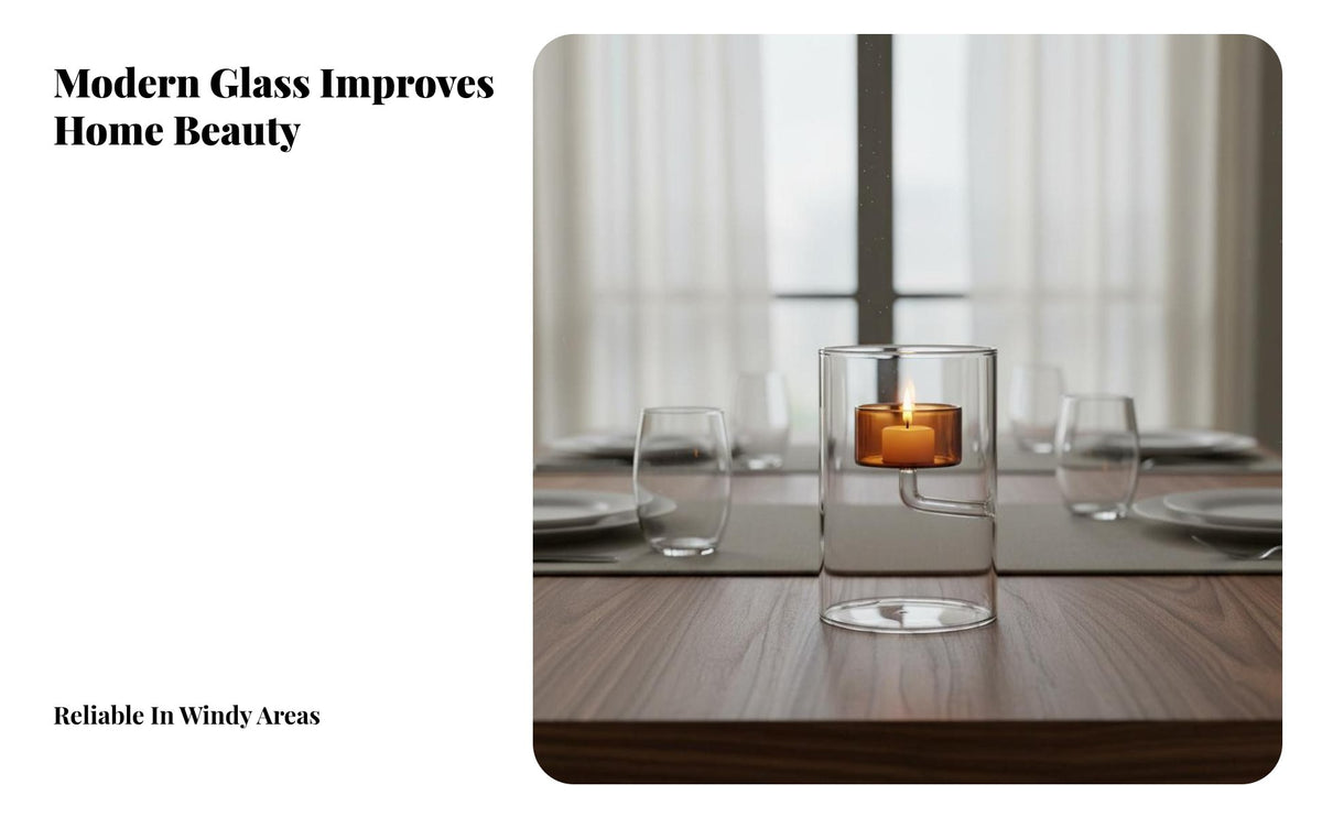 Romantic Atmosphere Storm-Proof Glass Candle Holder Elegant Design Storm-Proof Candle Holder Creative Gift for Home Decor, Wedding