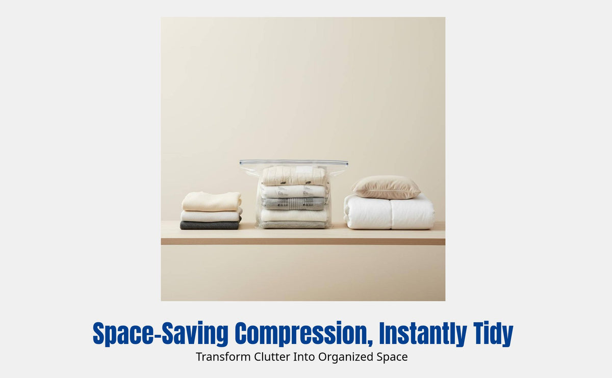 Vacuum Storage Bag, No-Pump Compression, Clothes Organizer for Travel, Quilt, Closet