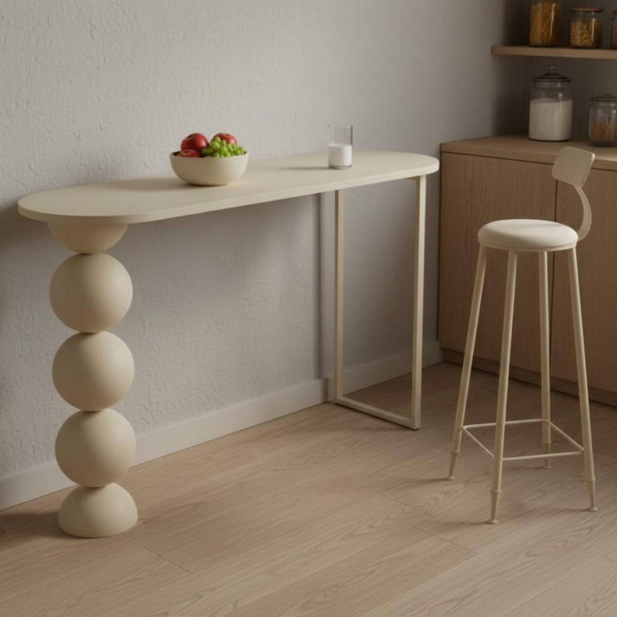 Sintered Countertop Bar Table Minimalist Wall-Mounted Bar Table Scratch-Resistant Cream Design Kitchen Island for Balcony, Living Room