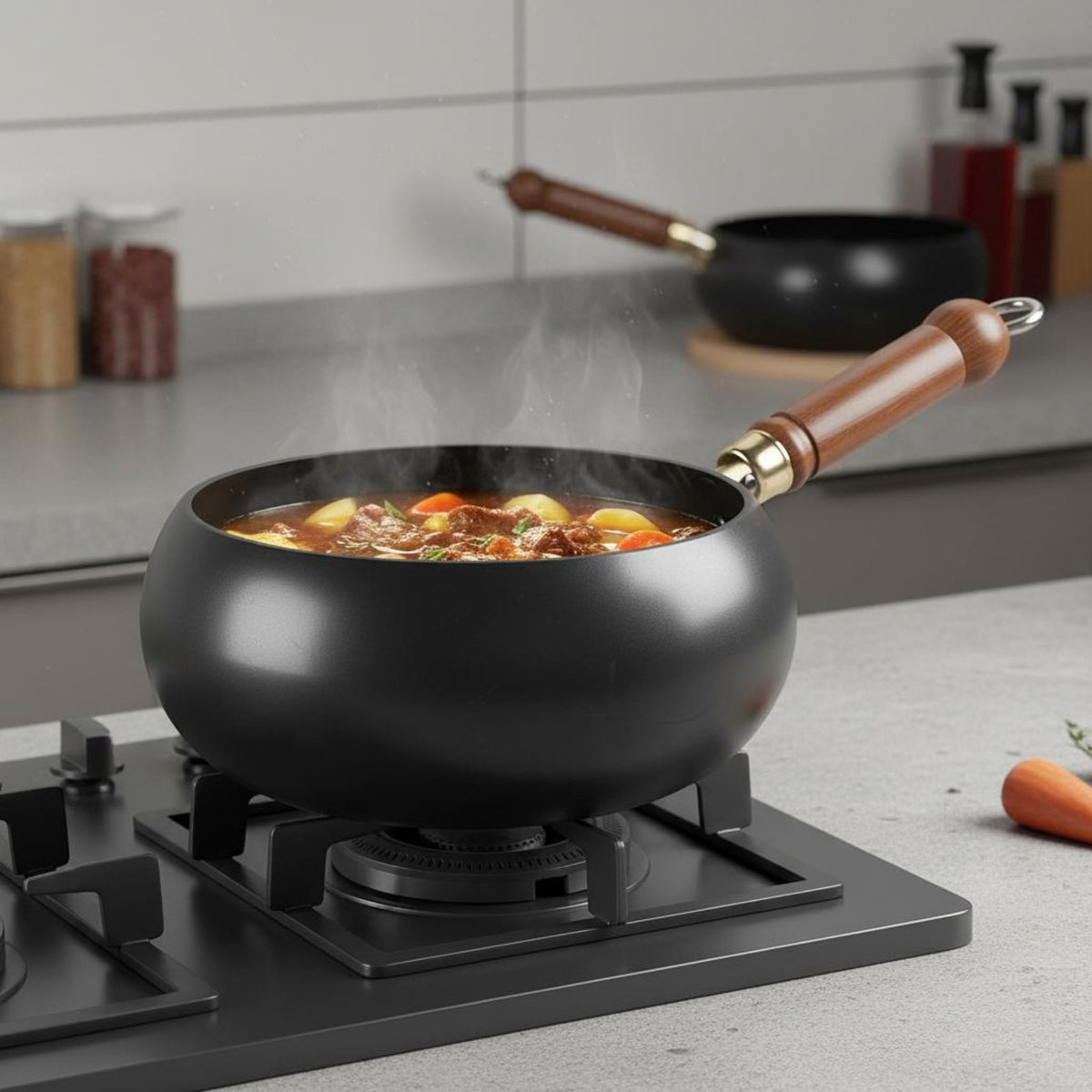 Traditional Iron Wok Naturally Non-Stick Deep Round Bottom Wok Iron Stir Fry Pan Even Heat Distribution Versatile for Chefs