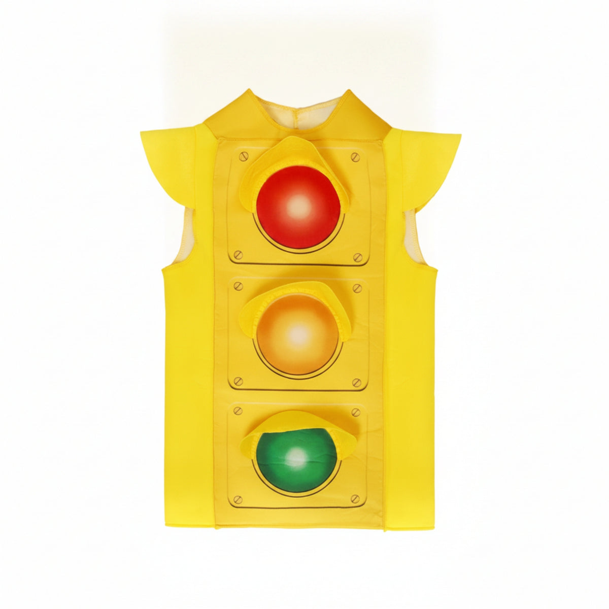 Sleeveless Traffic Light Costume Vest Front Opening Yellow Traffic Light Vest Wide Shoulder Flaps Stoplight Costume Printed Panel for Children, Kids, Role-Play, Stage, Performance