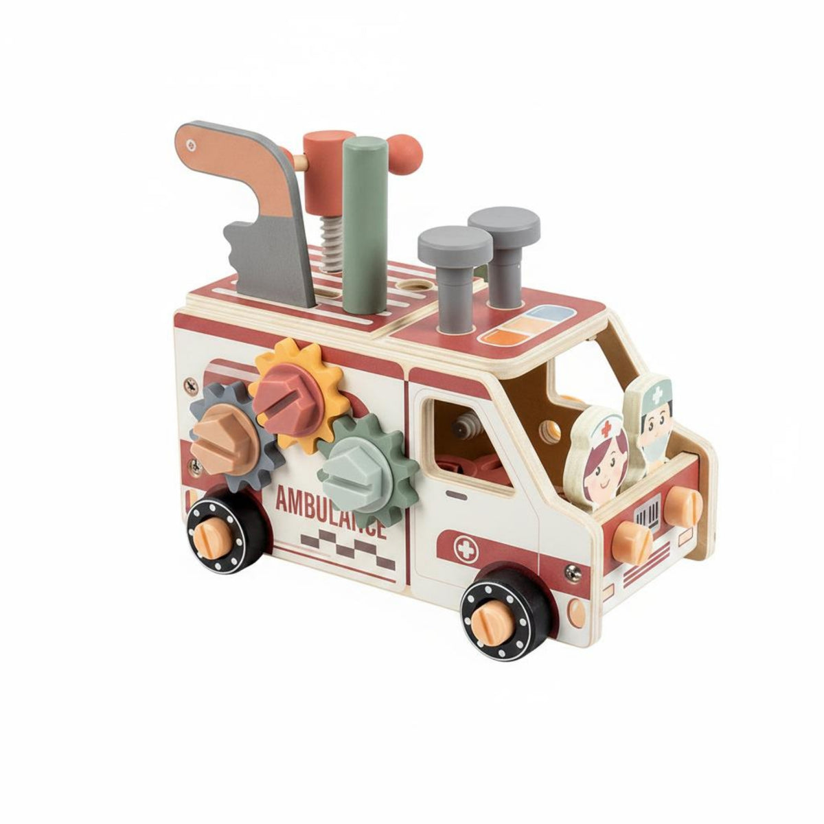 Disassembly Wooden Assembly Truck Finemovement Take Apart Truck Rotating Gears Building Vehicle Set Colorful Painted for Children