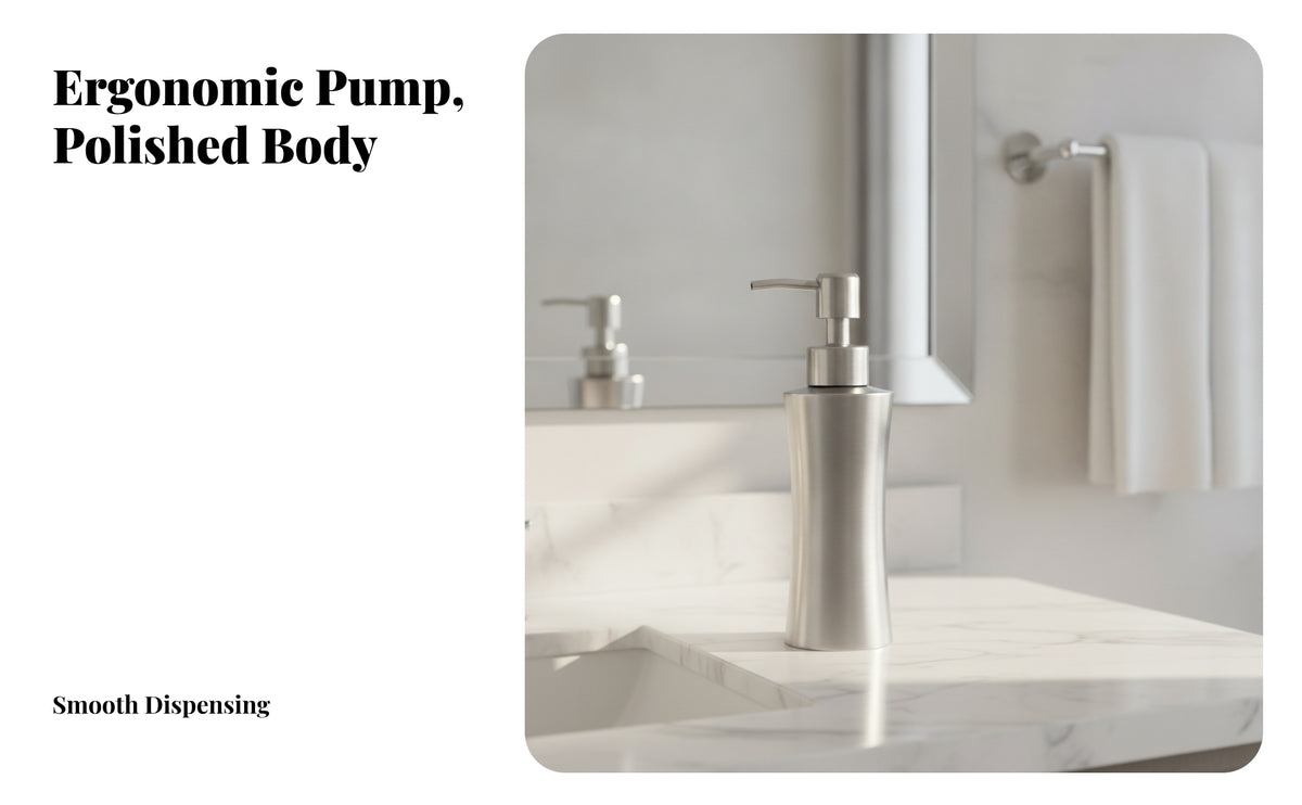 Rustproof Soap Dispenser Bottle | Brushed metal Finish, Stainless Steel Soap Dispenser, for washroom