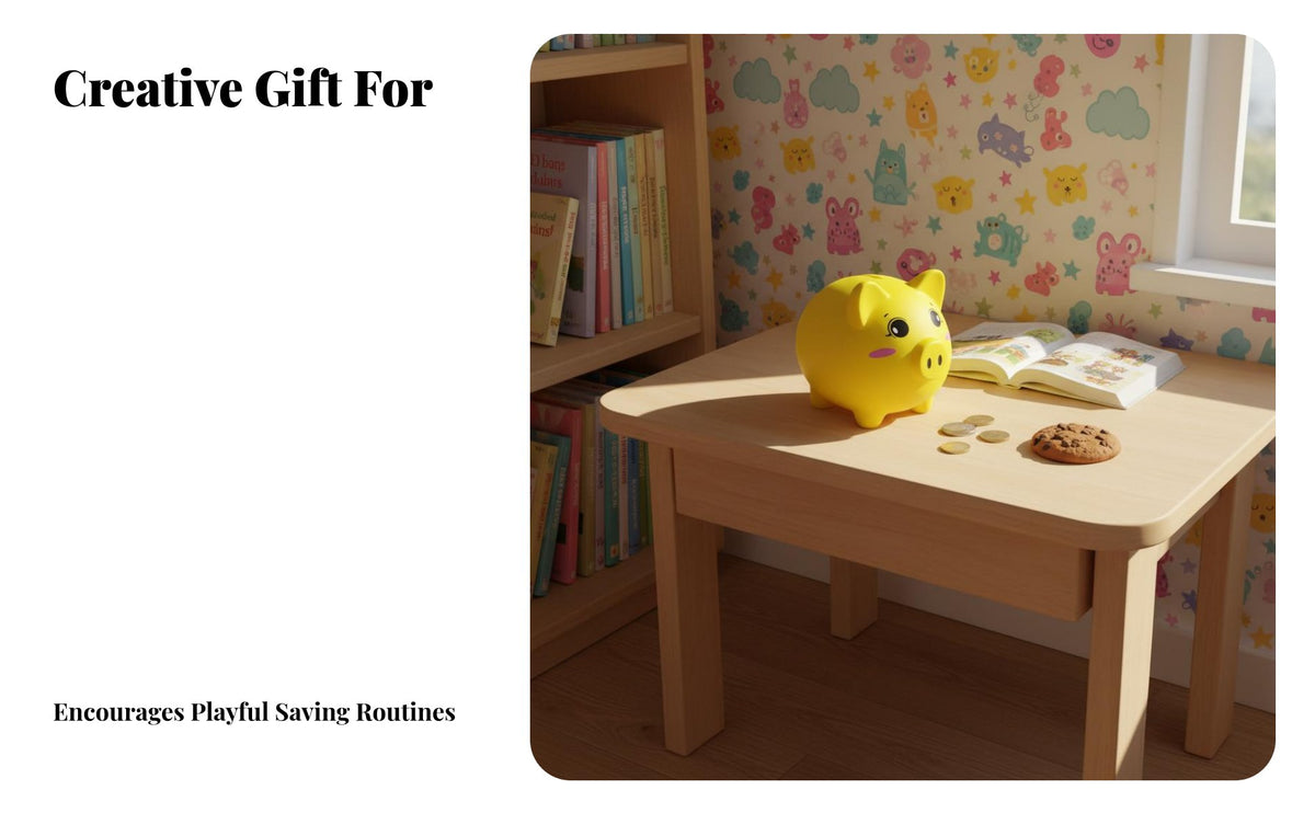 Piggy Bank Creative Gift Cartoon Pig Bank Fun Toy Pig Box for Kids, Children, Nursery, Bedroom Decor