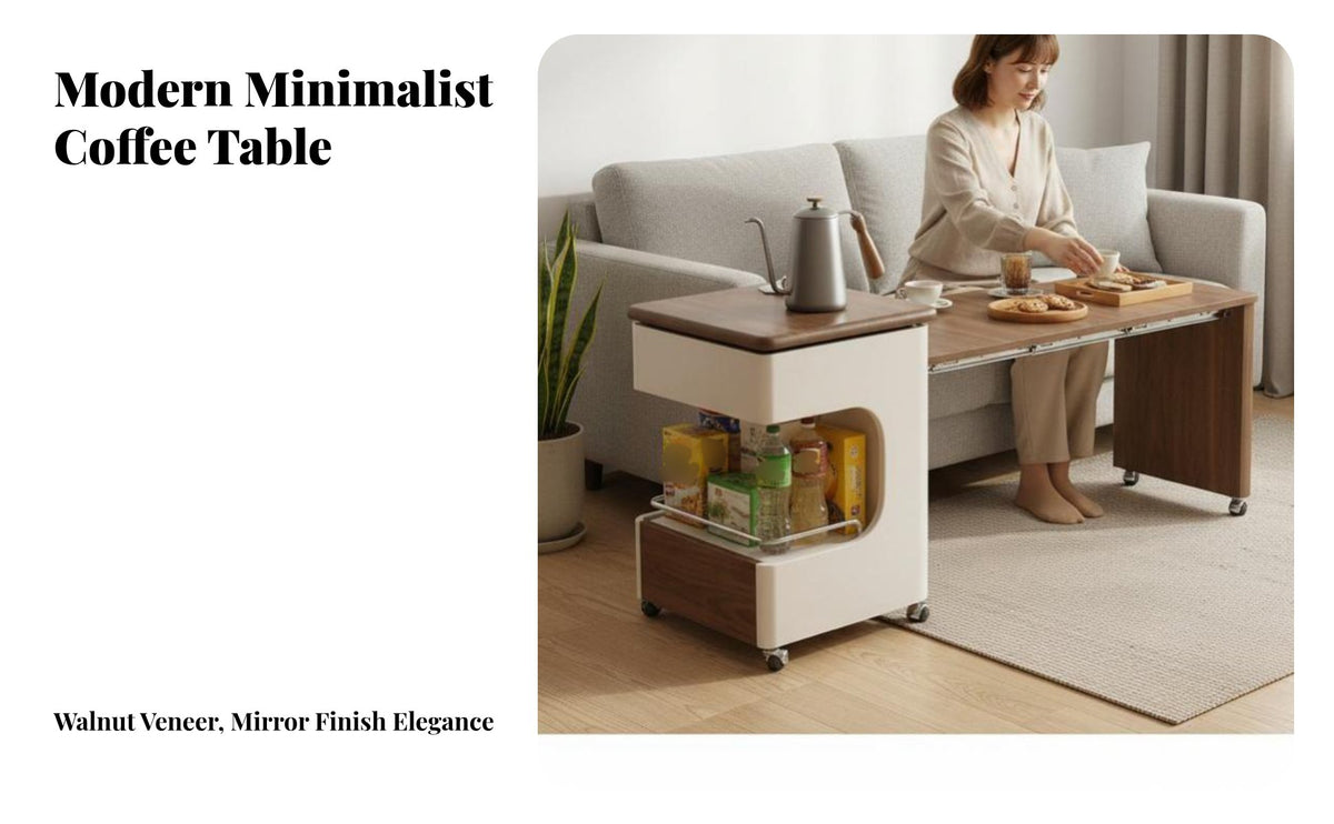 Foldable Design Transformable C-Shaped Table Extendable Surface Household Furniture Space-Saving Multi-Functional for Apartment Dwellers, Remote Workers, Small Spaces, Living Room, Beside Sofa, Home Office