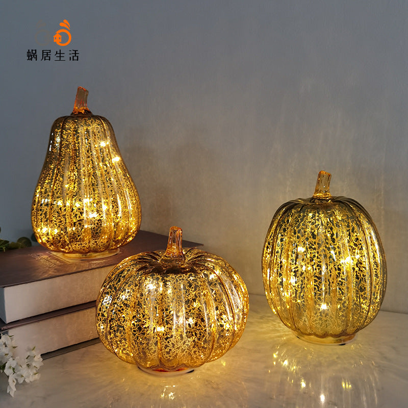 Halloween Pumpkin Lantern Glass LED Light Decoration for Western Ghost Festival