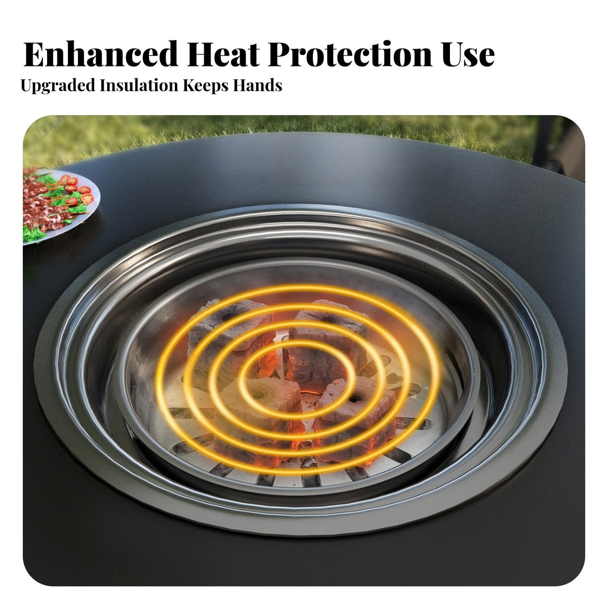 Folding Design Foldable Round Grill Table Space-Saving Foldable Cook Station Multi-Functional Portable Furniture Easy to Transport for Tea Lovers, Apartment Dwellers, Backyard, Balcony, Picnics, Camping