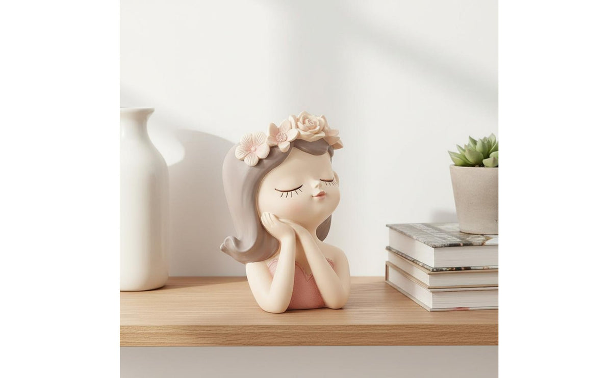 Fairy Girl Fleshy Plant Pot 3D Sculpture Girl Face Planter Drainage Hole