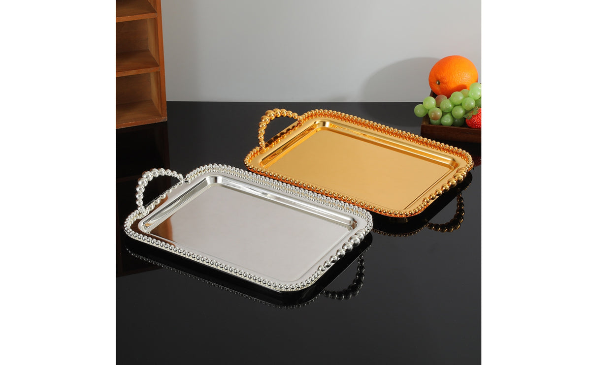 Mirrored Tray Decorative Handled Serving Tray Mirror Polished