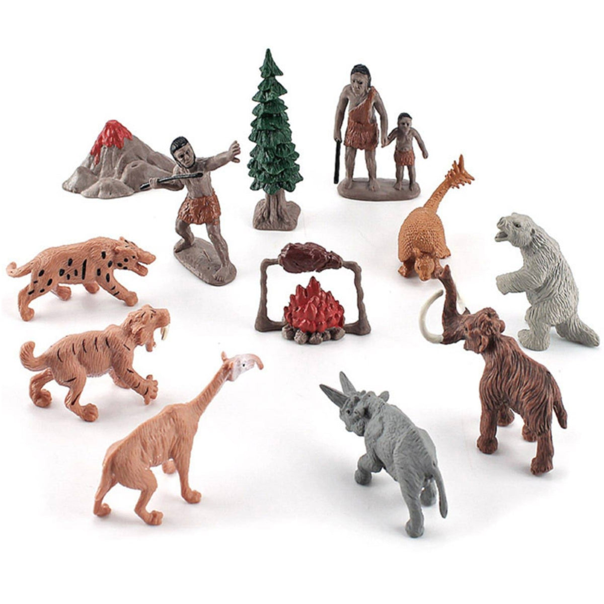 12 Pieces Prehistoric Toy Figures Vivid Prehistoric Figurines Freestanding Caveman Figurines for Students, Collectors
